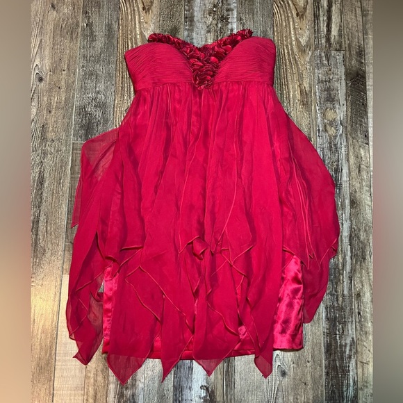 Marc Bouwer Glamit VTG Babydoll Red Silk Rosette Whimsigoth Romantic Dress Sz 0 - Picture 1 of 5